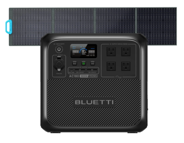 BLUETTI AC180 Solar Portable Power Station 1,800W 1,152Wh, AC180+PV200 1800W 1152Wh 200W Solar Kit